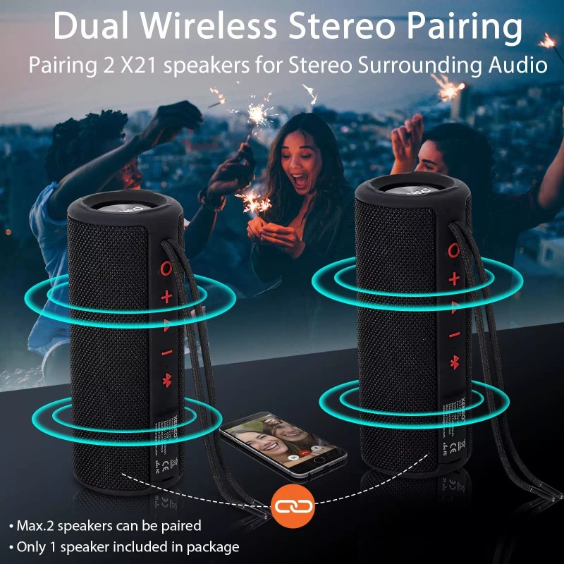 Xeneo X21 Portable Outdoor Wireless Bluetooth Speaker Waterproof with FM