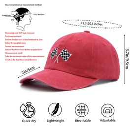 Wodeal Kids Racing Car Flag Hat for Toddler Boys Ages 2-6, Adjustable Embroidered Washed Race Car Baseball Cap for Girls Red