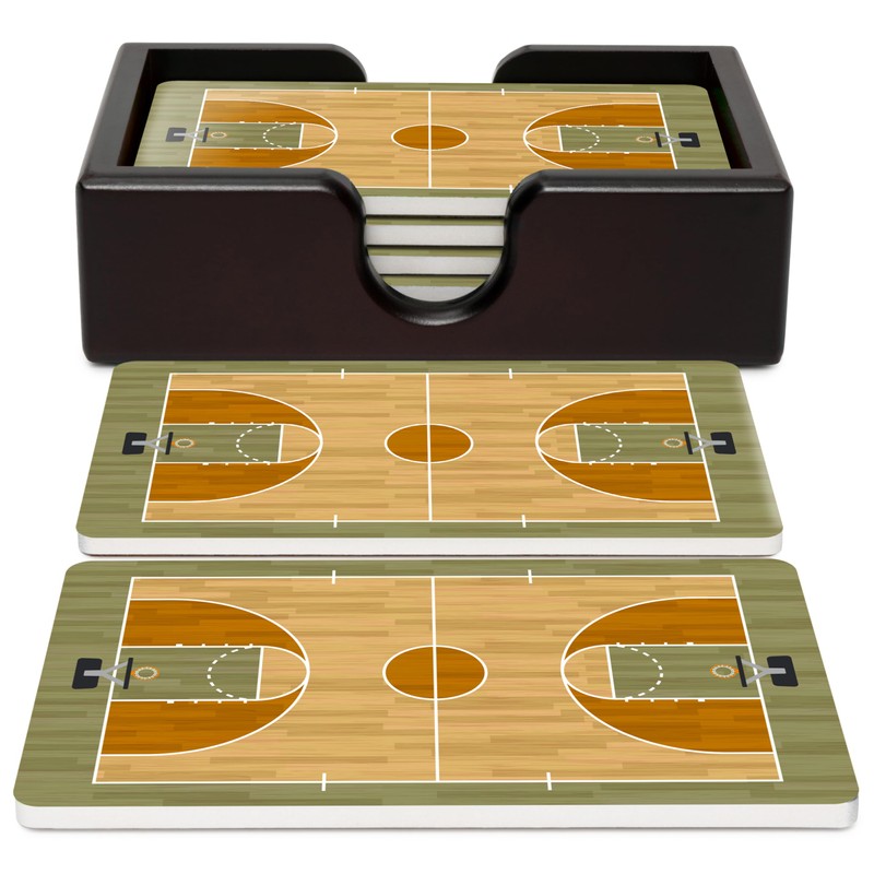 Basketball Ceramic Coasters with Holder. Absorbent Coaster for Drinks, Coaster