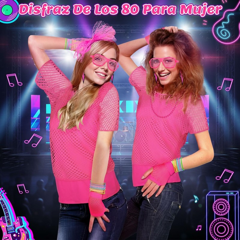 Lukovee Disfraz de los 1980 Mujers, 21 Conjunto de 80's