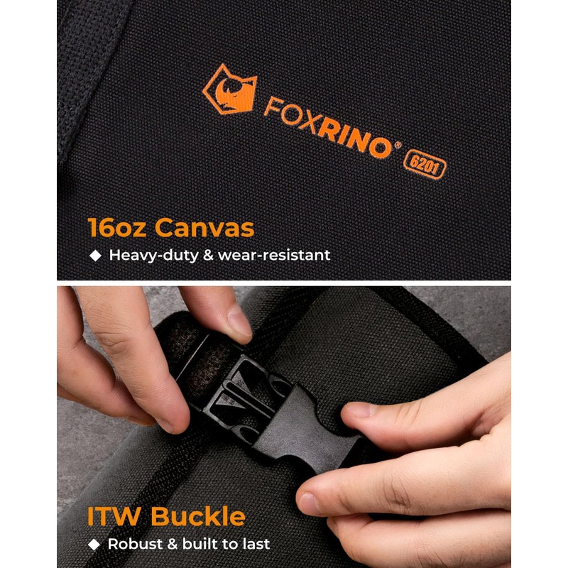 Foxrino Tool Roll For Men, Heavy Duty Tool Roll Bag