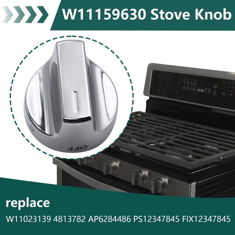 W11159630 Stove Knob Compatible with Whirlpool Gas Range Replace W11023139