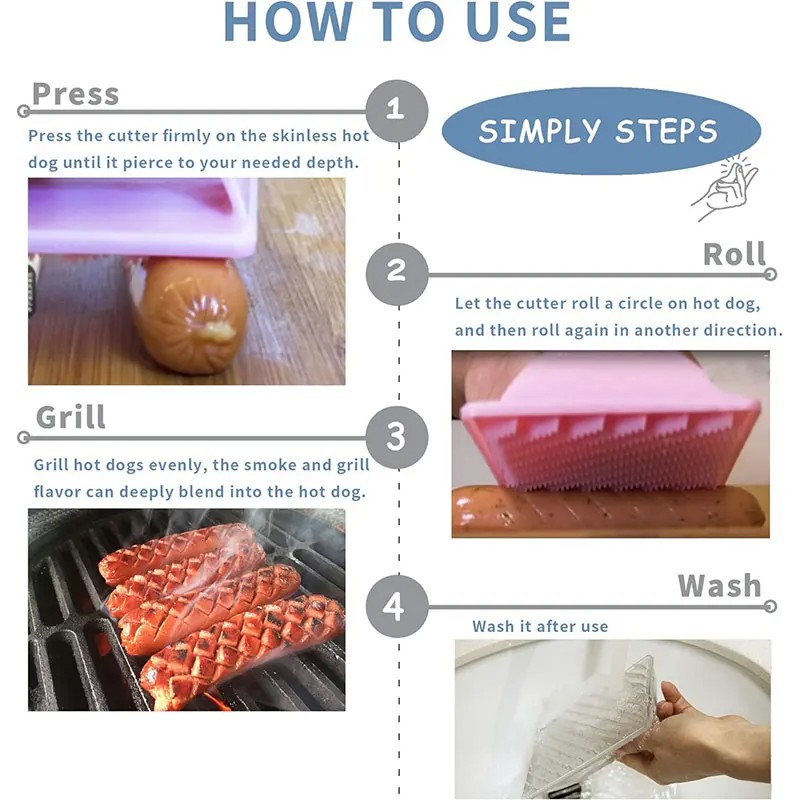 Hot Dog Slicing Cutter Tool – Plastic Sausage Slicer for