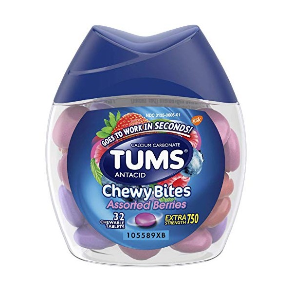 TUMS Extra Strength 750 Antacid Chewy Bites Assorted Berries - 32 ct, Pack of 3