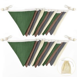 2Pack Green Brown Grey Bunting Banner Nursery Garland Double Sided Fabric Triangle Flags Pennant Streamers for Kids Jungle Safari Summer Camping Animal Birthday Baby Shower Room Party Decorations