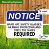 Safety Glasses Hard Hat Sign, 18x24 Inches, 55 mil thick