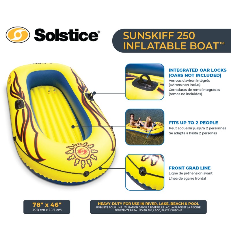 SOLSTICE Inflatable Boat Rafts 2 Person for Adults & Kids