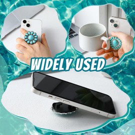 Zonon 4 Pieces Turquoise Western Phone Grip Charm Teardrop Flower for Holder Ring Expandable Collapsible Phone Stand for Smartphones and Tablets(Classic Style)