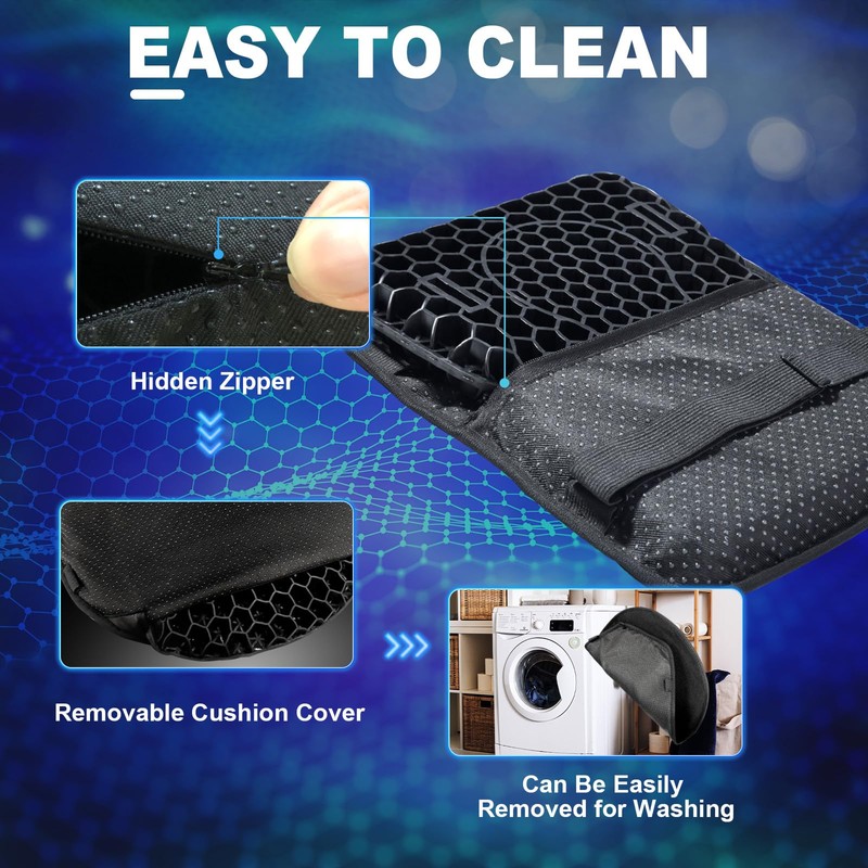 CERITORN Motorcycle Gel Seat Cushion, 3D Honeycomb Shock-Absorbing, Hollow and