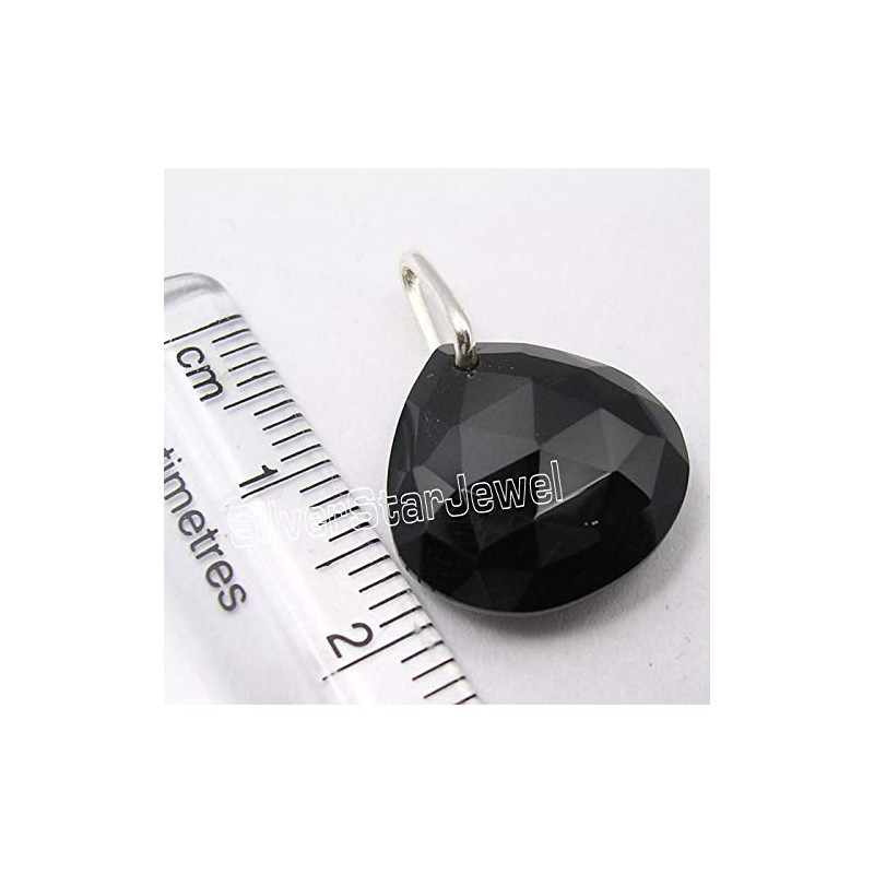 SilverStarJewel Colgante de ónix negro natural de plata 925, 2