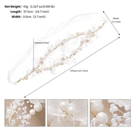 FAIRYGATE Hair Band Women's Flower Bride Wedding Headband Gold Bridal Hair Accessories Crystal Prom Beads Headpiece for Women and Girls 4910