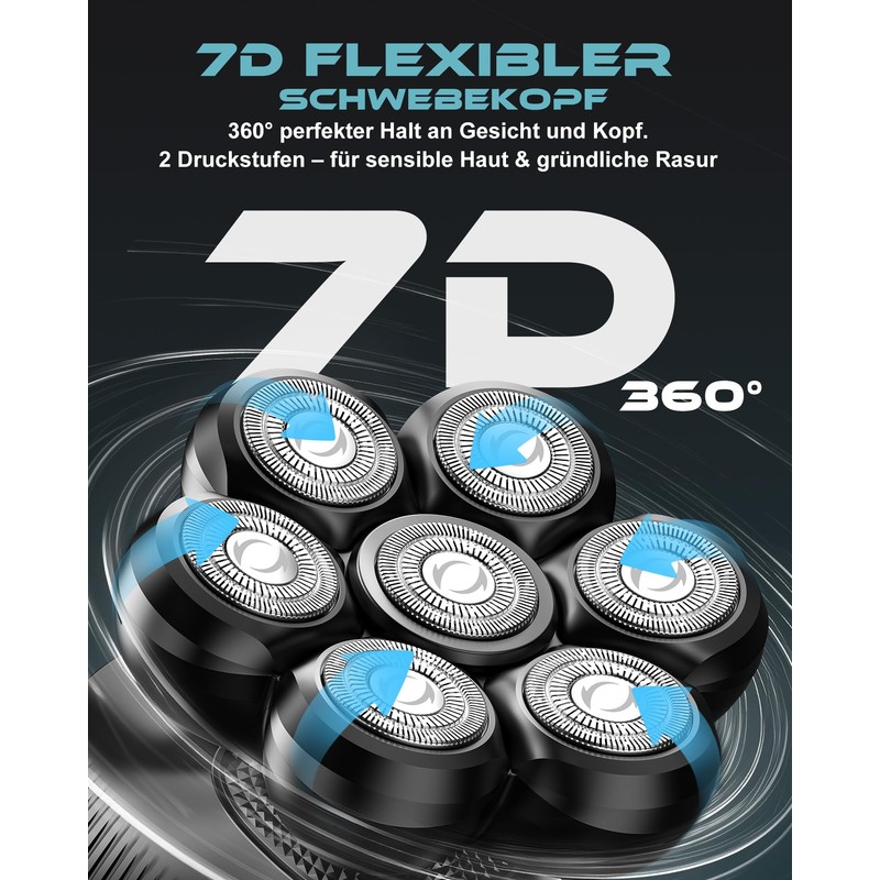 Bald Razor Men's Electric with 7 Flex Heads, 180 Minutes
