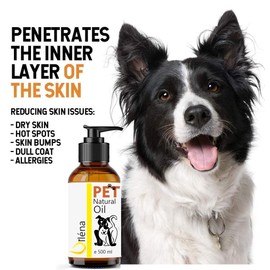 Oïléna - Organic Pet Oil for Dogs/Cats, Omega 3, 6, 9 & Vitamin E, Strengthens Immune System & Energy, Healthy Skin & Coat, 500 ml