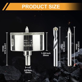 11/16inch | 18mm Diamond Hole Saw with Center Drill bit and Diamond-Coated Center Drill bit for Ceramic Glass Marble Fiberglass Granite and Porcelain Tiles by CENYB