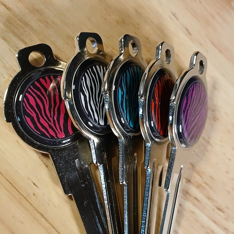 5 Key Set Zebra Epoxy Nickel Plated House Keys Compatible