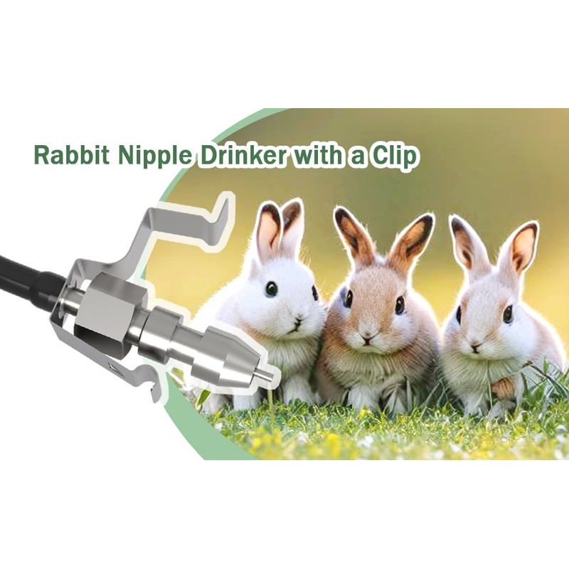 15pcs Stainless Steel Rabbit Watering Nipples Metal with Cage Rodent