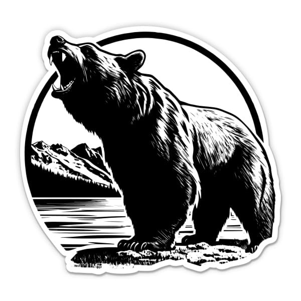 Grizzly Bear Nature Alaska Vinyl Sticker - Large - 11"