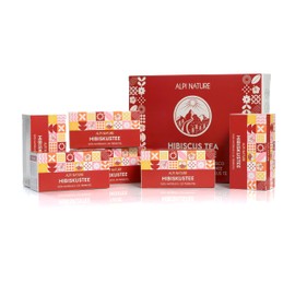 Hibiscus Tea by Alpi Nature, 120 Hibiscus Tea Bags, 120g 4.2 oz, Pack of 6 x 20 Tea Bags of 1g each, Dried Hibiscus Flowers for Preparing Herbal Tea, Hibiscus Flower Tea and Hibiscus Tea