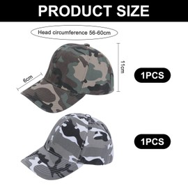 2 Pieces Camo Baseball Caps, Kids Camo Baseball Caps, Sun Protection Visor, Outdoor Sports Cap, Adjustable Peaked Cap, Suitable for Running, Hiking and Camping