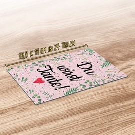 PR Print Royal Photo Puzzle - Du wirst Tante - Includes Envelope with Gold Inlay - Gift for Sister Aunt - Announcement Birth & Pregnancy - 24 Pieces