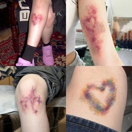 Real bruise feeling heart star fashion tattoo sticker waterproof, 1 set, A+B+C+D design / 리얼 멍느낌 하트별 패션 타투스티커 방수, 1세트, A+B+C+D 디자인