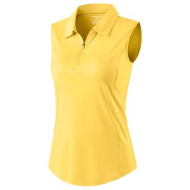G Gradual Women's Golf Shirts Lightweight 1/4 Zip Collared Tank Top Sleeveless Polo Shirts for Tennis Pickleball Casual, Heather Yellow, M