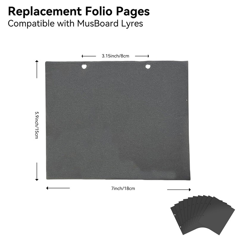 MusBoard Replacement Folio Pages MB-FPG10, 10 Pcs Sheets for Marching