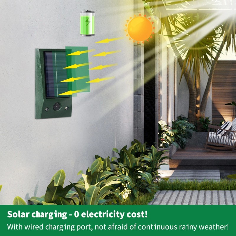 Tsuinz Red LED Lights Ultrasonic Solar Deterrent Wild Animal Repeller