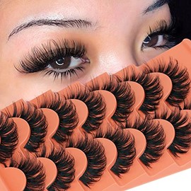 False Eyelashes Natural Lashes Mink 18mm Wispy Eyelashes C Curl Soft Fake Eye Lashes Pack 7 Pairs by TOOCHUNAG