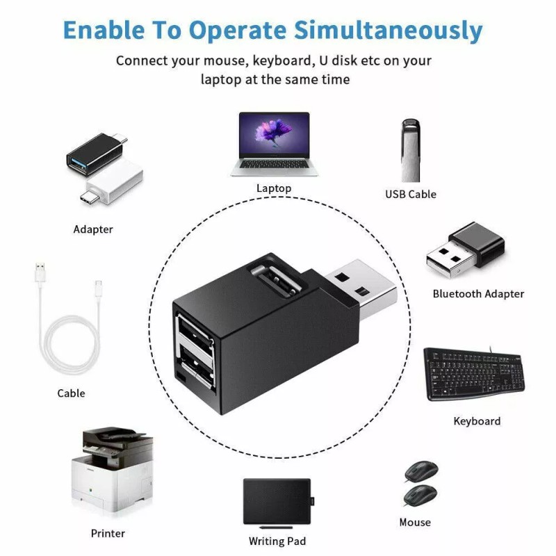Unbranded 3 Port USB Hub USB 2.0 High Speed Hub~Splitter