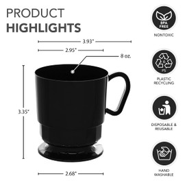 Party Essentials Deluxe/Elegance Hard Plastic 8-Ounce Coffee Cups, 40-Count, Black