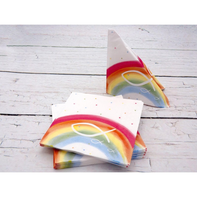 Unbekannt Napkins Fish Colourful Rainbow Table Decoration Communion Confirmation Christening