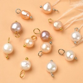 ARTISAMILY - 24 colgantes de perlas naturales de agua dulce, colgantes de perlas irregulares, llavero de perlas irregulares, mini adorno colgante de 12 mm para manualidades, pulseras, collares