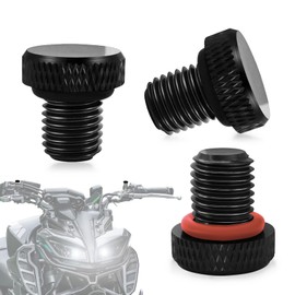 Universal Motorcycle Mirror Hole Plugs M10x1.25, 3Pcs Aluminum Rear View Mirror Plugs for Honda CB500 CRF250 Grom MSX125 for Yamaha FZ-07 MT-07 FZ-09 MT-09 for Kawasaki Z900 for Suzuki etc - Black