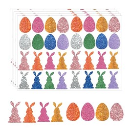 Bunny Stickers 480 Pcs Happy Stickers Decals - Eggs Sticker Colorful Rabbit Shape Seal Stickers for Party Craft Gift Envelopes Decor 1.5 Inch