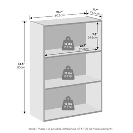 Furinno Simple Open Shelf, Bookcases, 3-Tier, Americano