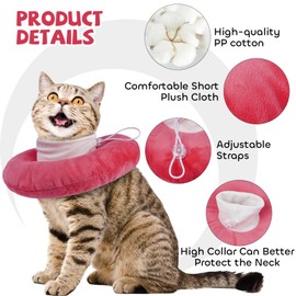 LelePet Cat Recovery Collar, Soft Small Cat Cones, Pet Neck Protector, Adjustable Pet Elizabethan Collar to Stop Licking After Surgery Kitten Cones for Cats Small Dogs Recovery Cone, Pink L