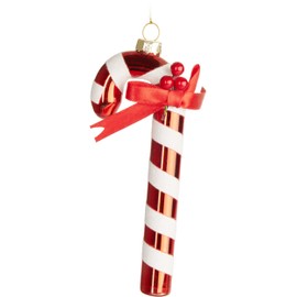 BRUBAKER Candy Cane Red White Glass Christmas Bauble - Hand-Painted and Mouth-Blown - Funny Christmas Tree Decoration - Christmas Tree Bauble Figures Christmas Decoration Pendant - Decorative Tree