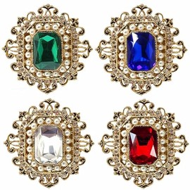 Axmerdal Wedding Bridal Big Crystal Rhinestone Bouquet Brooch Pin for Women (gold bridal flower)