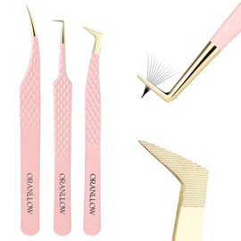 3 Pcs Precision Fiber Tip Lash Tweezers Set for Eyelash Extensions