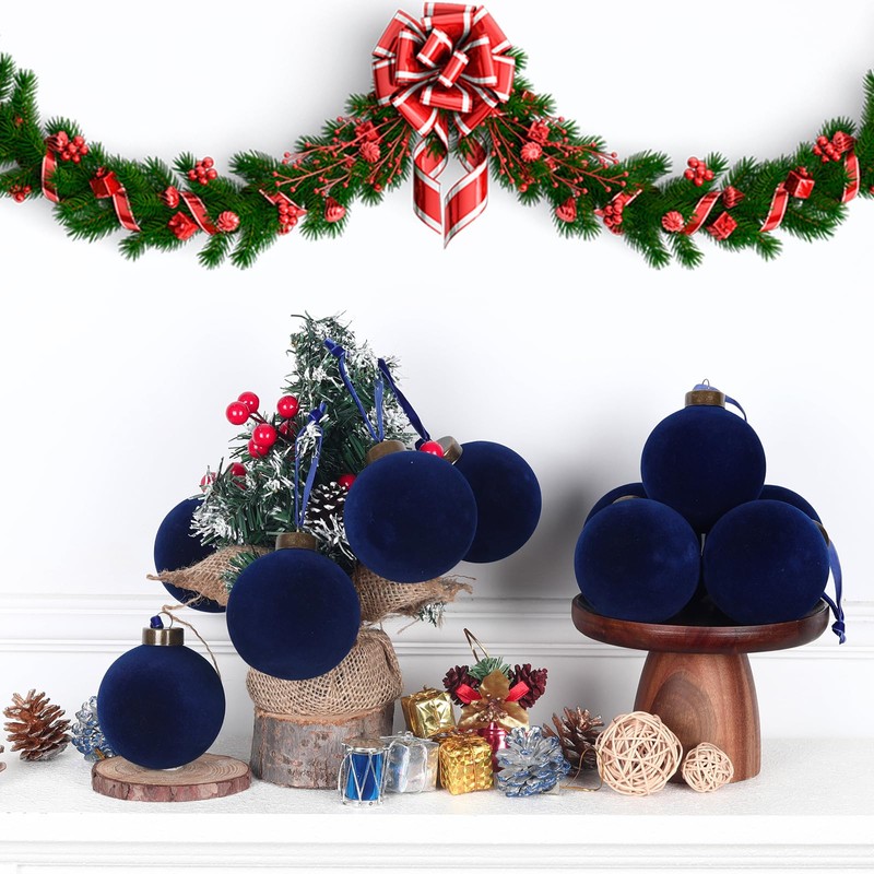 Velvet Christmas Balls Bulk Shatterproof Plastic Christmas Tree Decorations for