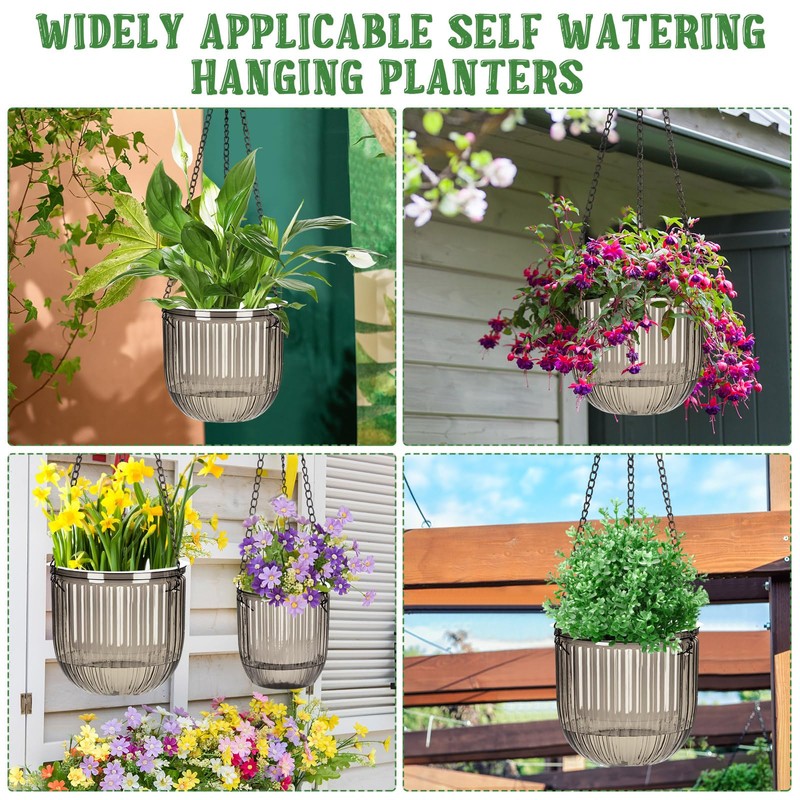 Maxcheck 4 Pcs Self Watering Hanging Planters Indoor 6.5'' 4.5''