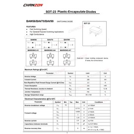 (Pack of 100 Pieces) Chanzon BAW56 SMD Small Signal Fast Switching Diodes High-Speed 200mA 70V SOT-23 (SOT-23-3) 200 mA 70 Volt (Marking A1)