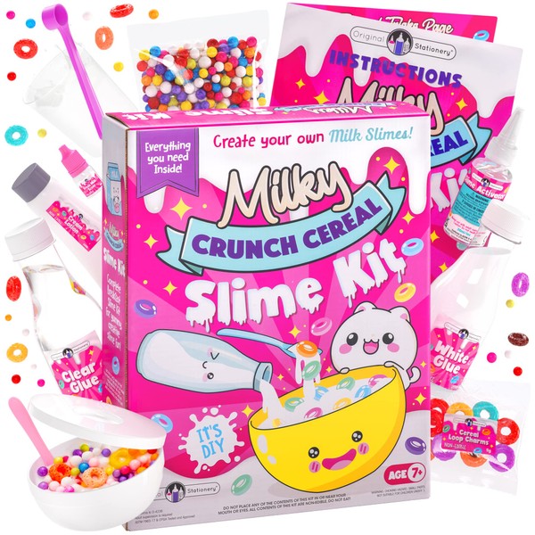 Original Stationery Milky Cereal Crunchy Slime Kit, With Everything You Need to Make Really Crunchy Cereal Slime, Great Gift Idea for Girls, Birthday Gift Idea