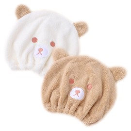 JIEDALIN 2 Pcs Kid's Hair Drying Wrap Hat Quick Drying Bath Cap Cute Absorbent Soft Microfiber Quick Dry Hair Turban Towels for Girl Kids