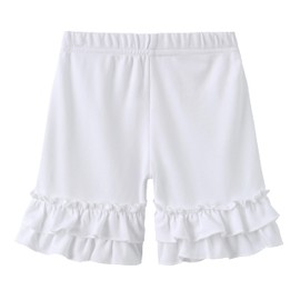 VilyR Girls Solid Cotton Ruffles Shorts (White,6-7Y)