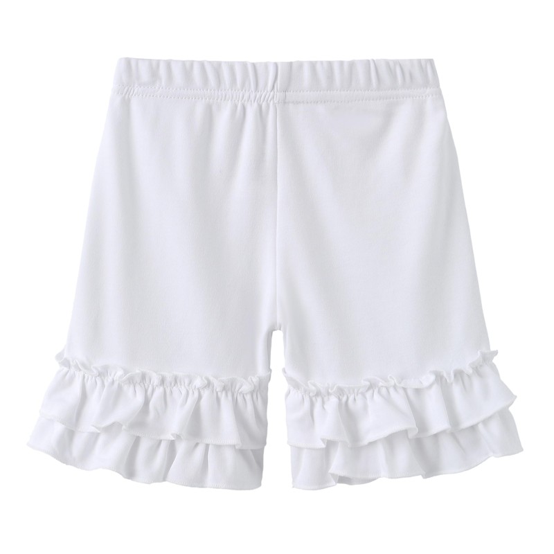 VilyR Girls Solid Cotton Ruffles Shorts (White,6-7Y)