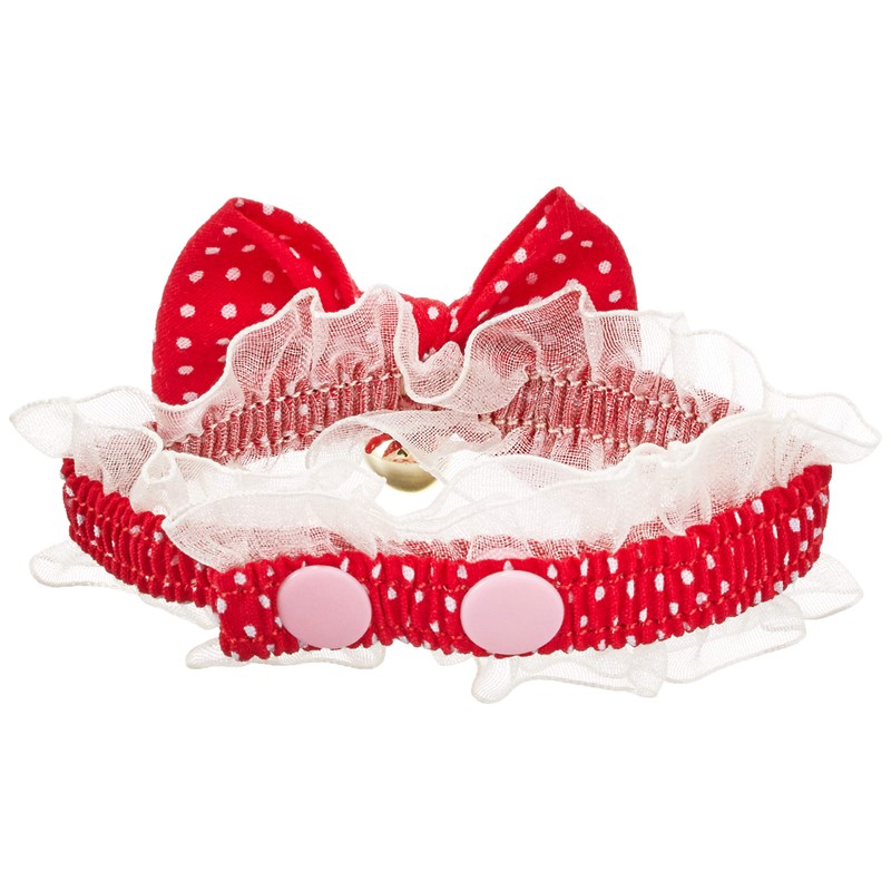 Watamote Turkey Cat Polka Dot Cat Ribbon Color , Red