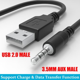Warmstor 2-Pack 3.3-Feet USB 2.0 Type A Male to 3.5mm AUX Male Charging Cable Charge Cord for MP3 MP4 Players, Headphones, Speakers, Watches, Boombox