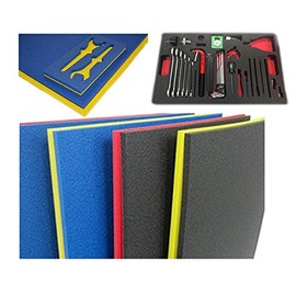 5S Tool Box Shadow Foam Organizers (2 Color) Custom Size (18" x 36", Blue Top/Red Bottom)